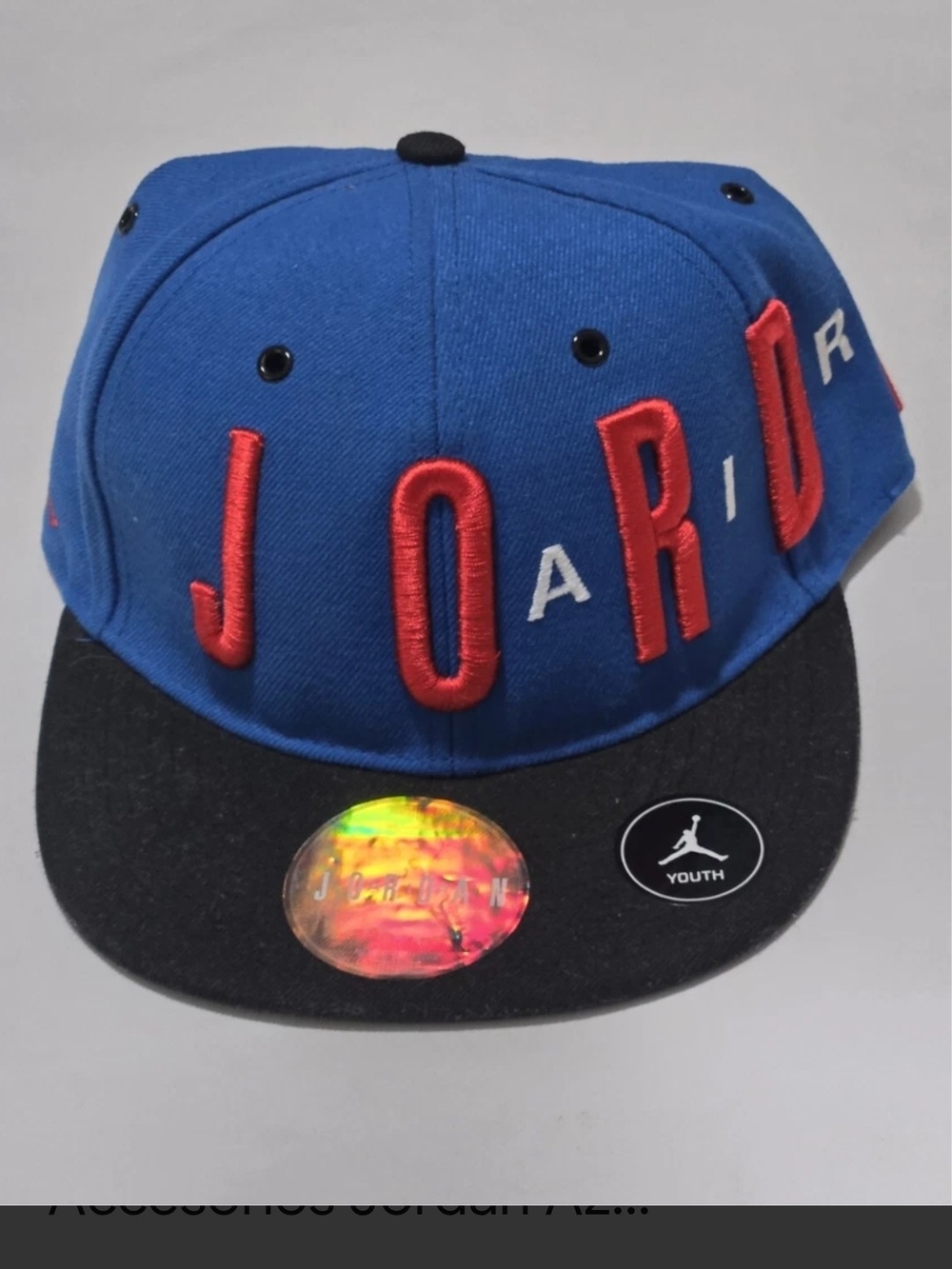 Jordan Kids Snapback Hat - Blue with Black Brim and Red Lettering